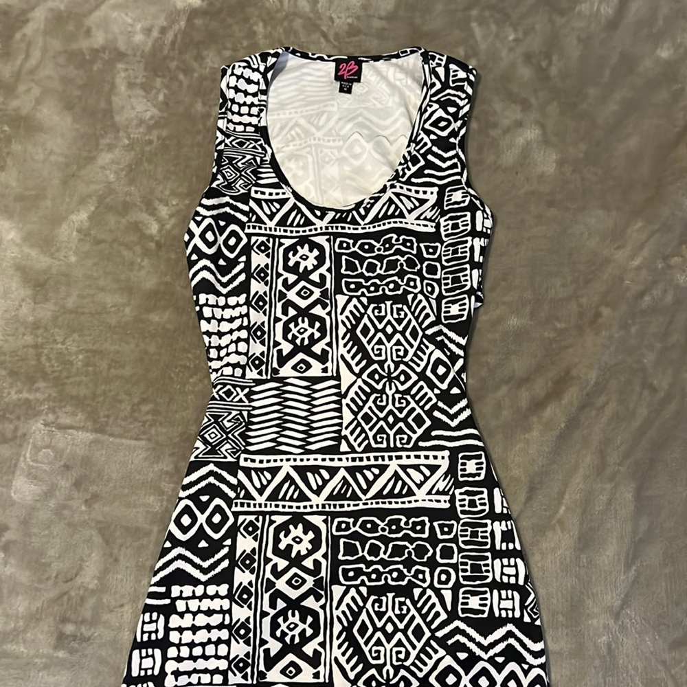 BEBE: Black and White Tight Dress